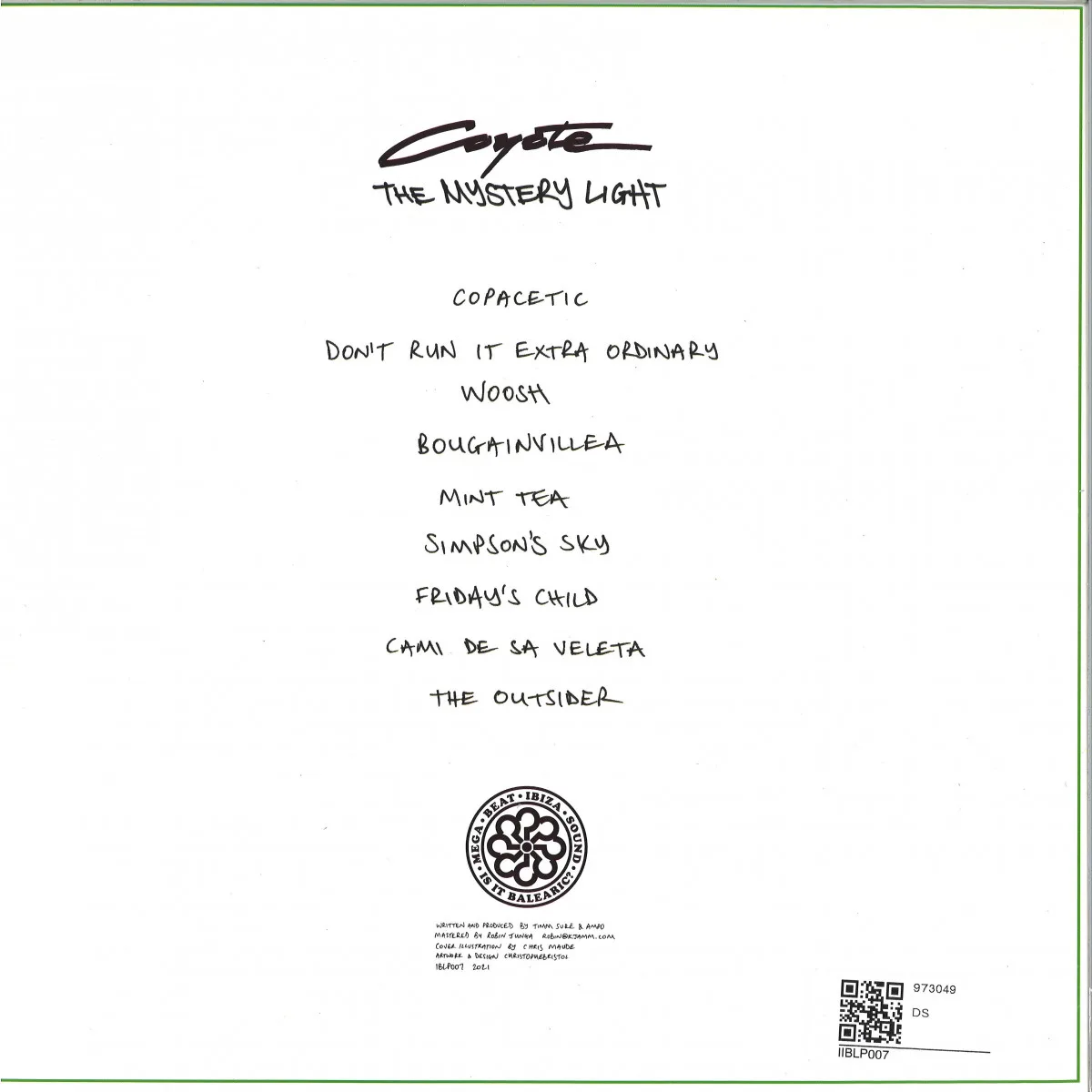 Back cover — Coyote — The Mystery Light 2x12"
