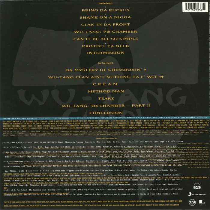 Обратная сторона обложки — WU TANG CLAN — Enter The Wu Tang (36 Chambers)