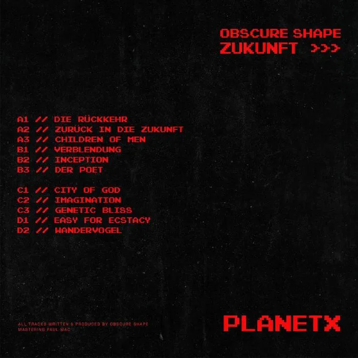 Back cover — OBSCURE SHAPE — Zukunft