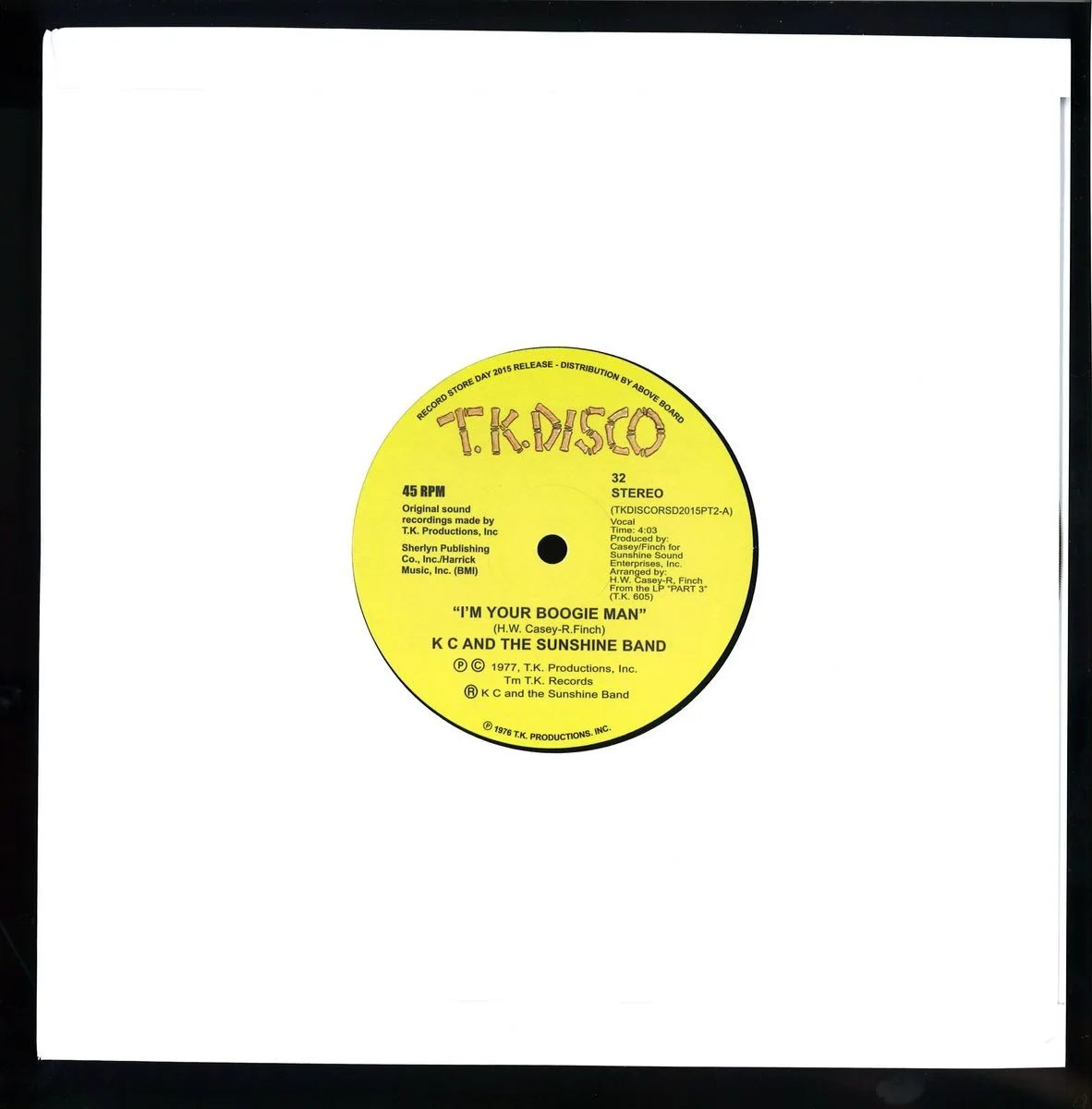 Обратная сторона обложки — K C & The Sunshine Band — I'm Your Boogie Man (todd Terje Edit) (10")
