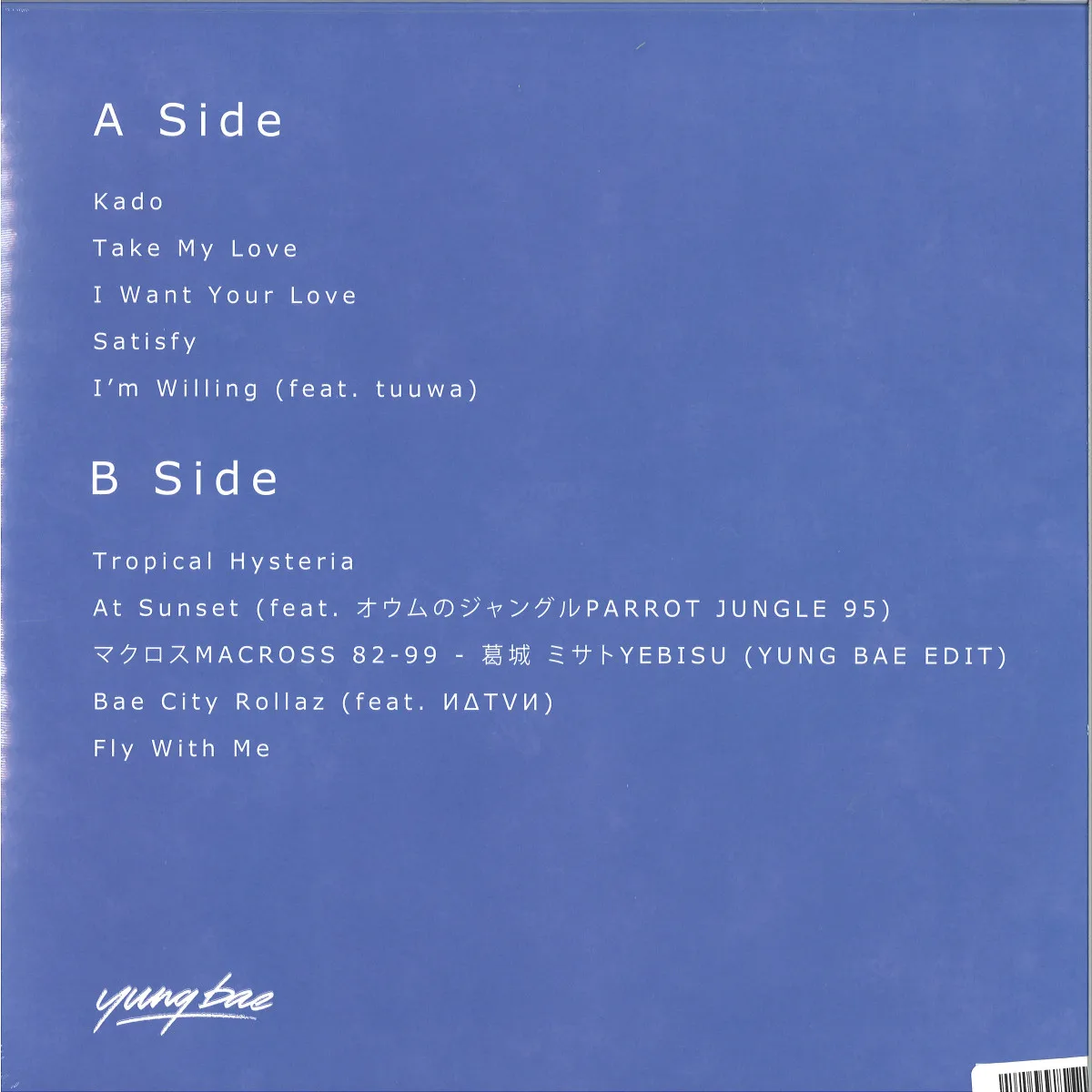 Back cover — Yung Bae — BAE LP