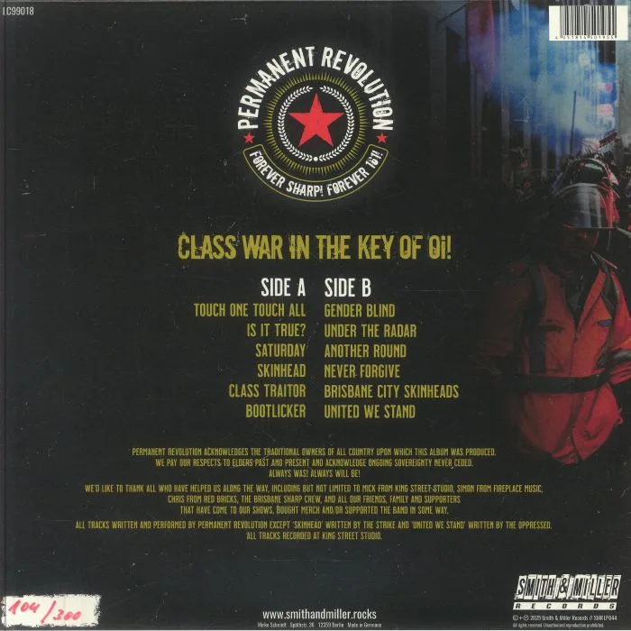 Back cover — PERMANENT REVOLUTION — Class War In The Key Of Oi!