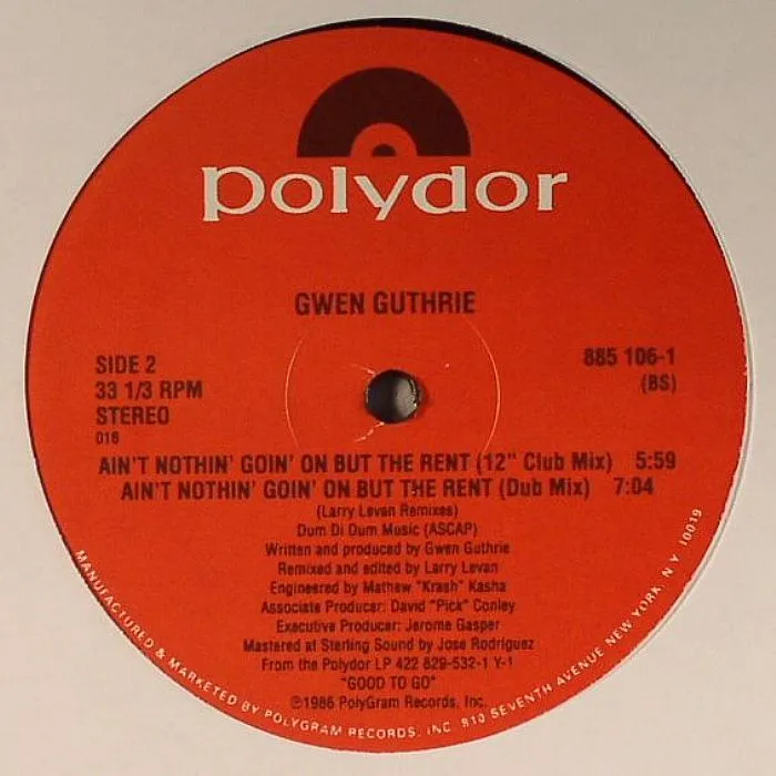 Обратная сторона обложки — Gwen GUTHRIE — Ain't Nothin' Goin' On But The Rent