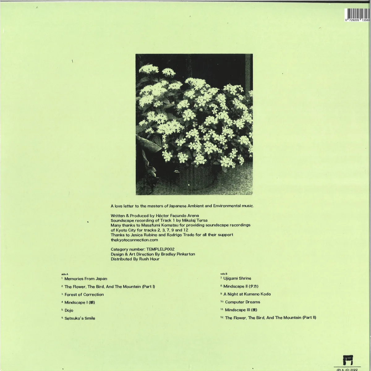 Обратная сторона обложки — The Kyoto Connection — THE FLOWER, THE BIRD AND THE MOUNTAIN LP