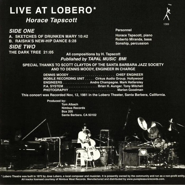 Back cover — Horace TAPSCOTT — Live At Lobero (reissue)