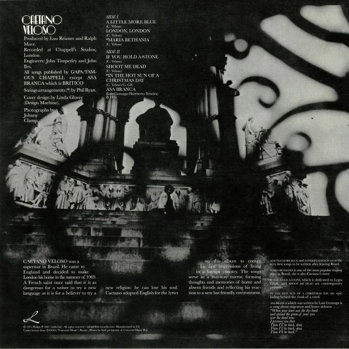 Обратная сторона обложки — Caetano VELOSO — A Little More Blue (reissue)