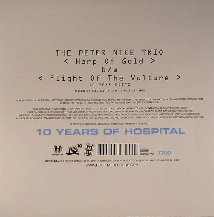 Back cover — The PETER NICE TRIO — Harp Of Gold