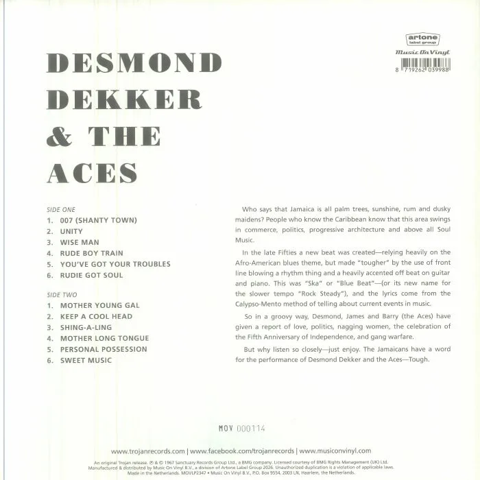 Back cover — Desmond DEKKER & THE ACES — 007 Shanty Town (reissue)