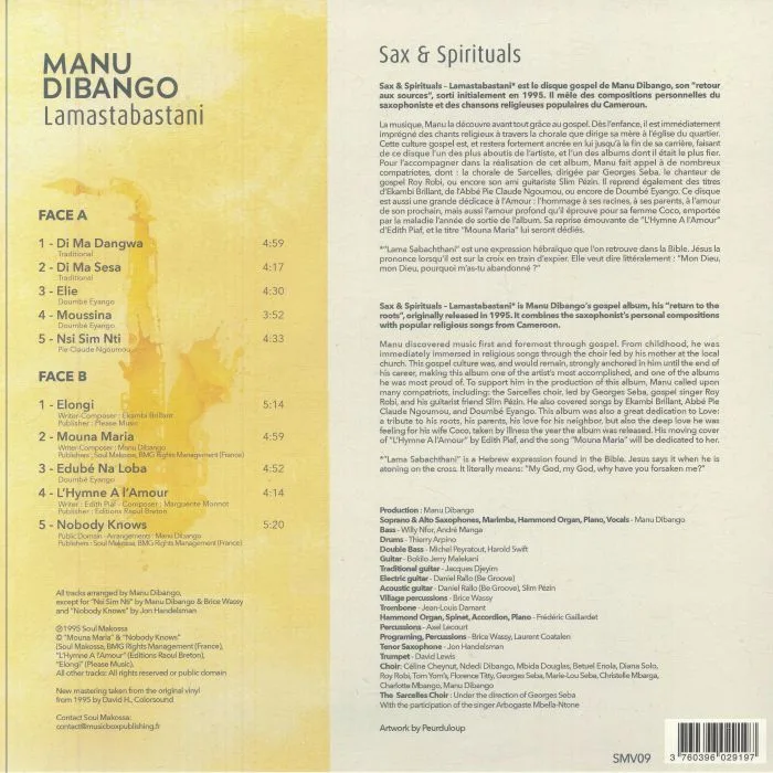 Back cover — Manu DIBANGO — Sax & Spirituals Lamastabastani
