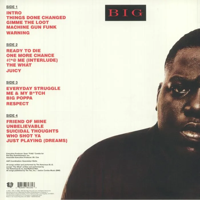 Обратная сторона обложки — The NOTORIOUS BIG — Ready To Die (reissue)