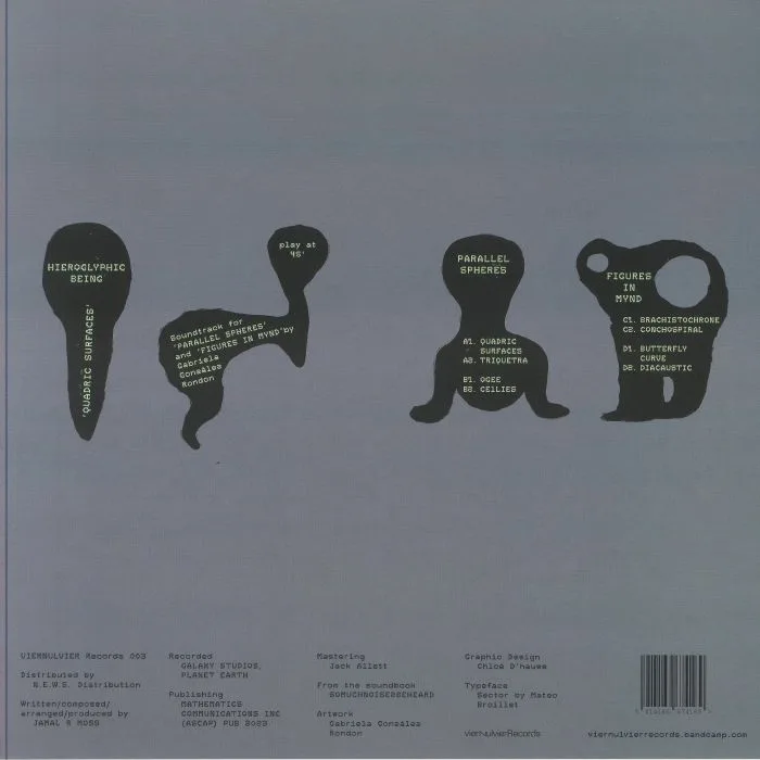 Обратная сторона обложки — HIEROGLYPHIC BEING — Quadric Surfaces
