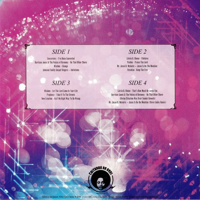 Back cover — VARIOUS — Greg Belson's Divine Disco Volume Two: Obscure Gospel Disco 1979-1987 (Record Store Day 2019)