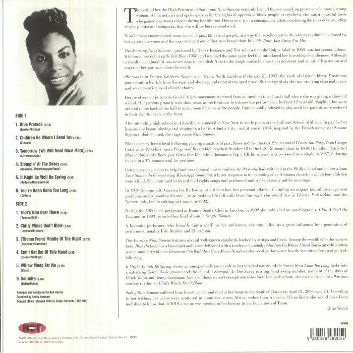 Back cover — Nina SIMONE — The Amazing Nina Simone (reissue)