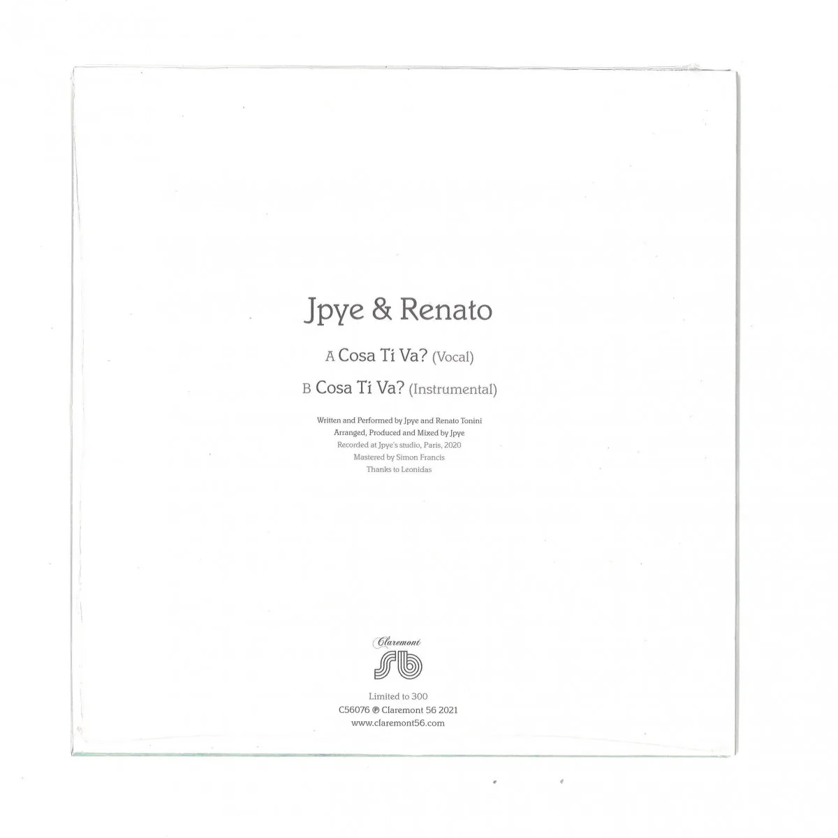 Back cover — Jpye&Renato — Cosa Ti Va?