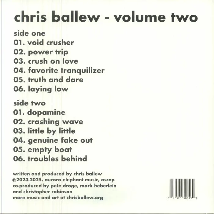 Back cover — Chris BALLEW — Volume Two