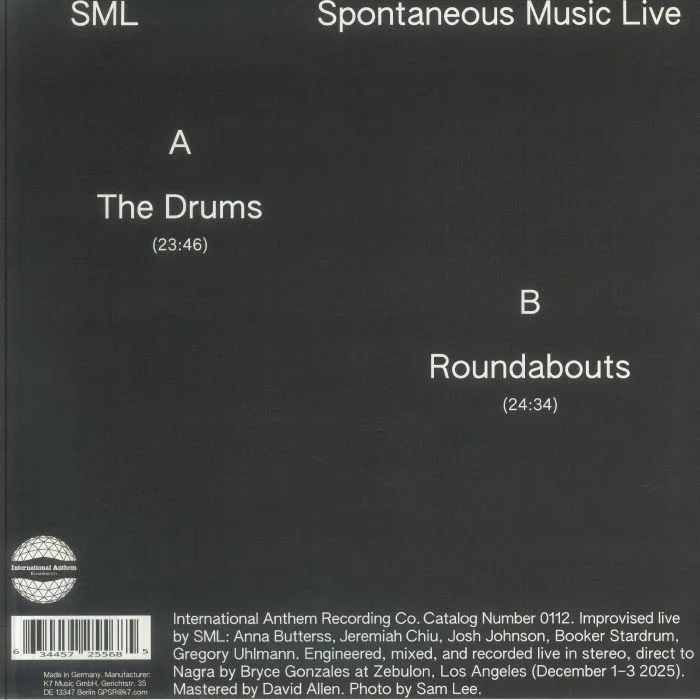 Обратная сторона обложки — SML — Spontaneous Music Live
