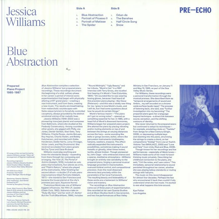 Обратная сторона обложки — Jessica WILLIAMS — Blue Abstraction: Prepared Piano Project 1985-1987