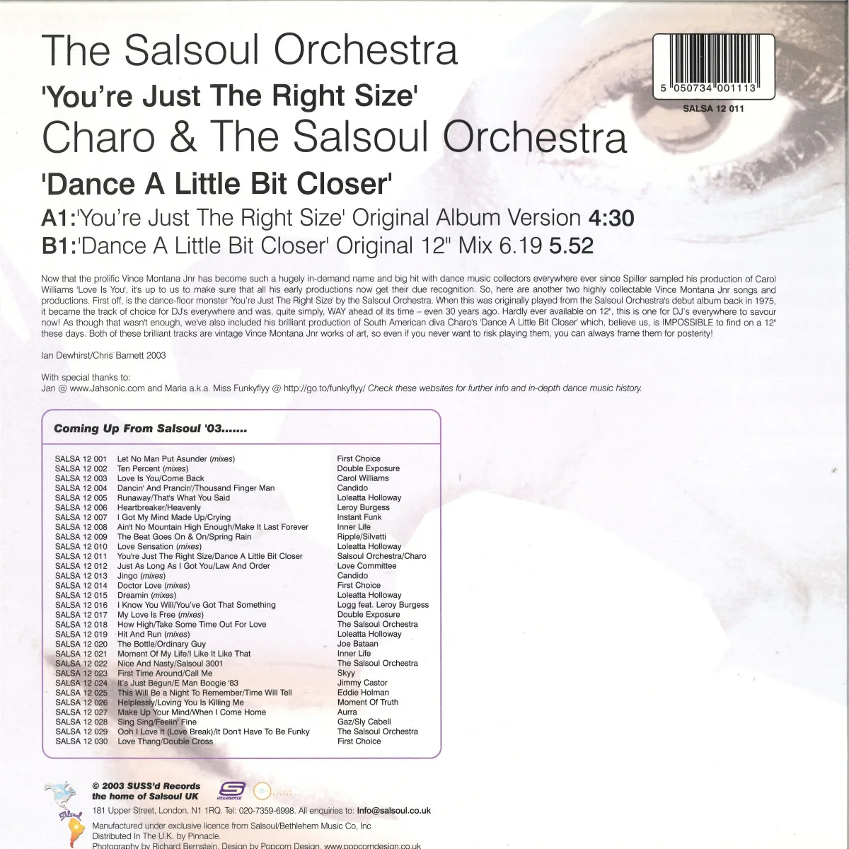 Back cover — Salsoul Orchestra — You're Just The Right Size