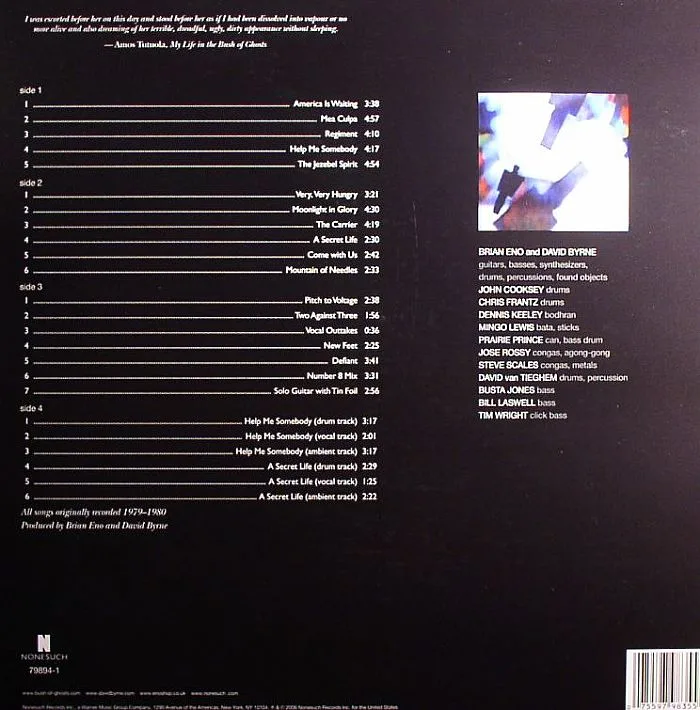 Обратная сторона обложки — Brian ENO / DAVID BYRNE — My Life In The Bush Of Ghosts (remastered: including 7 unreleased tracks)