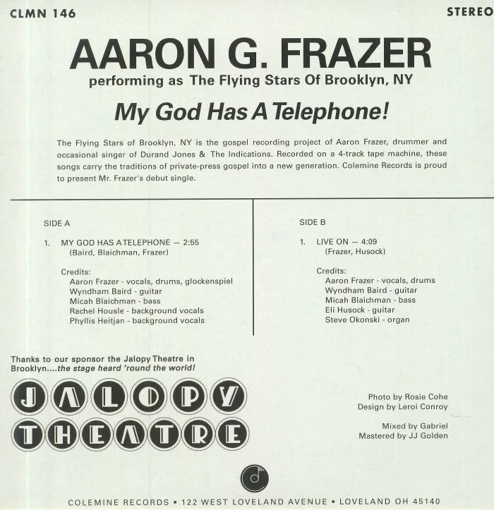 Обратная сторона обложки — Aaron FRAZER — My God Has A Telephone