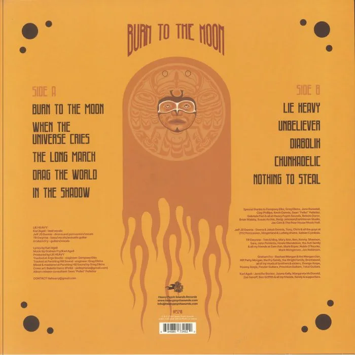 Back cover — LIE HEAVY — Burn To The Moon