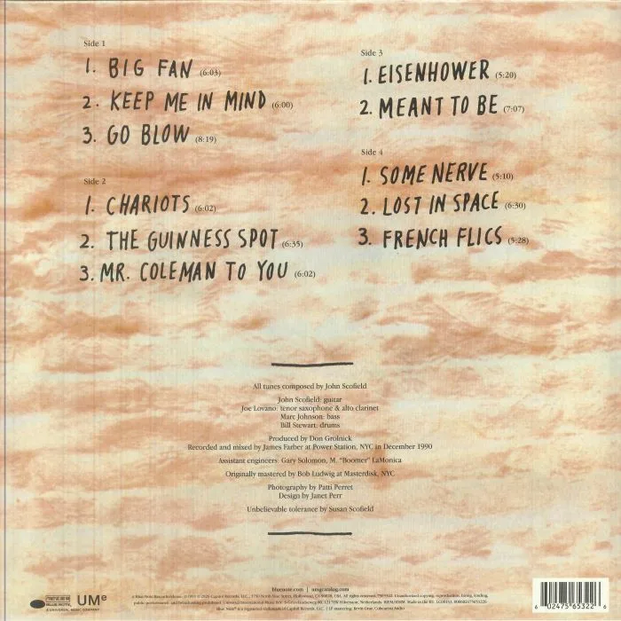 Back cover — The JOHN SCOFIELD QUARTET — Meant To Be (Blue Note Classic Vinyl Edition)