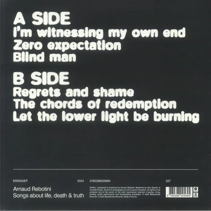 Back cover — Arnaud REBOTINI — Songs About Life Death & Truth