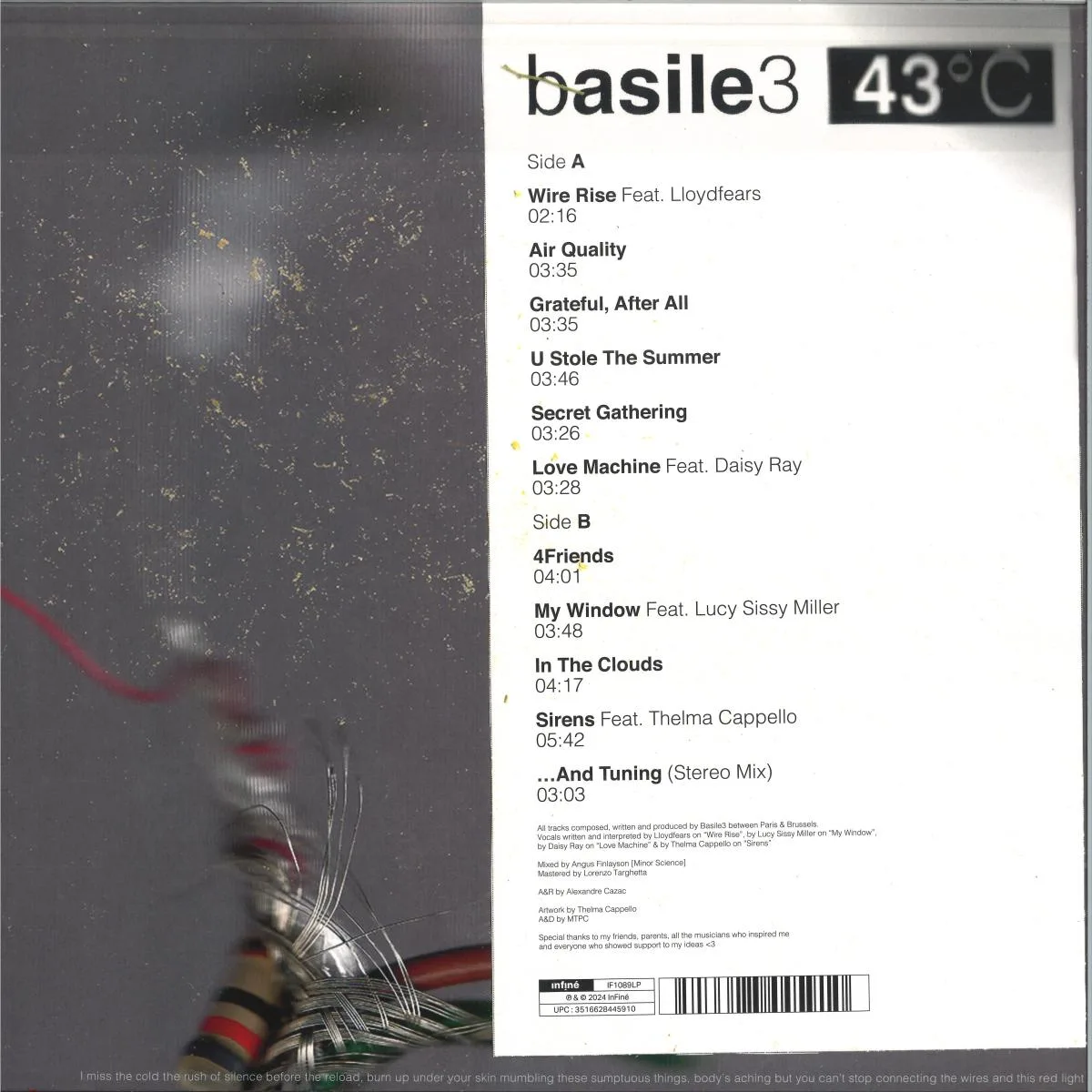 Обратная сторона обложки — Basile3 — 43°C LP