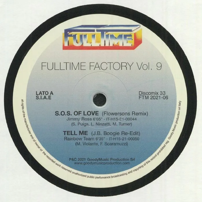 Лицевая сторона обложки — Jimmy ROSS / RAINBOW TEAM / GALAXY BAND / TONY CICCO — Fulltime Factory Vol 9