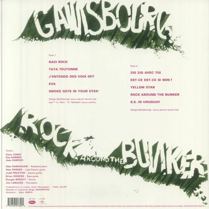 Back cover — Serge GAINSBOURG — Rock Around The Bunker (remastered)