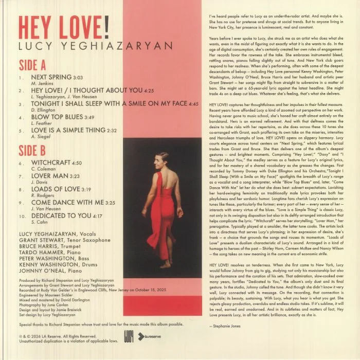 Back cover — Lucy YEGHIAZARYAN — Hey Love