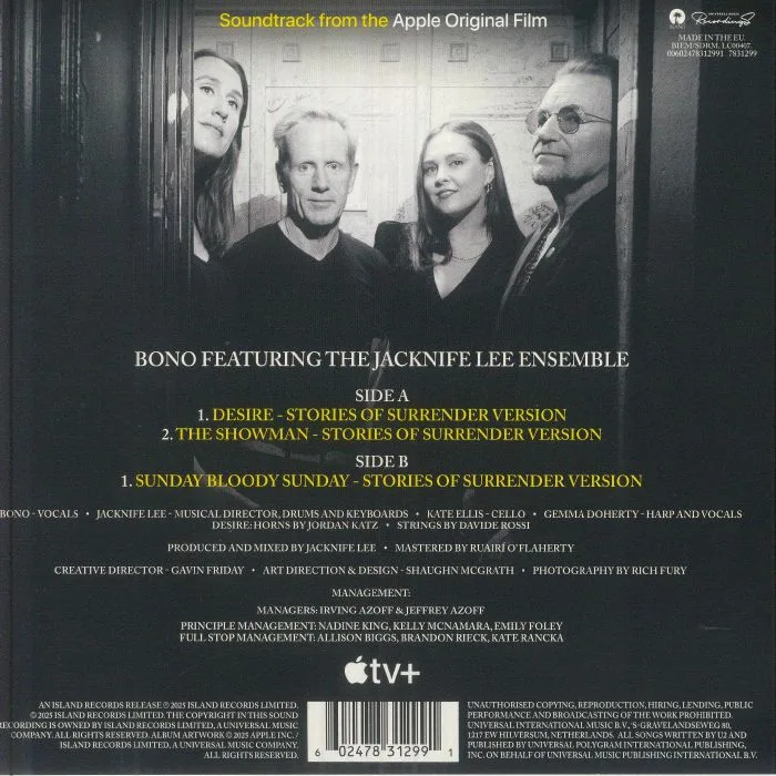 Обратная сторона обложки — BONO feat THE JACKNIFE LEE ENSEMBLE — Stories Of Surrender: Live EP