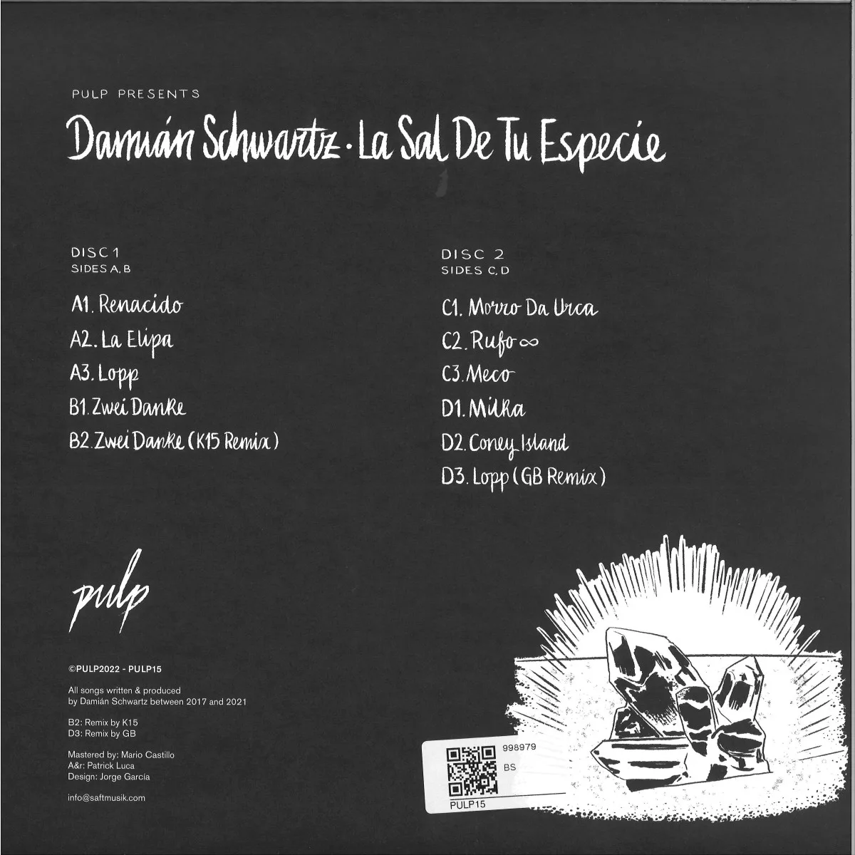 Обратная сторона обложки — Damián Schwartz — La Sal De Tu Especie 2x12"