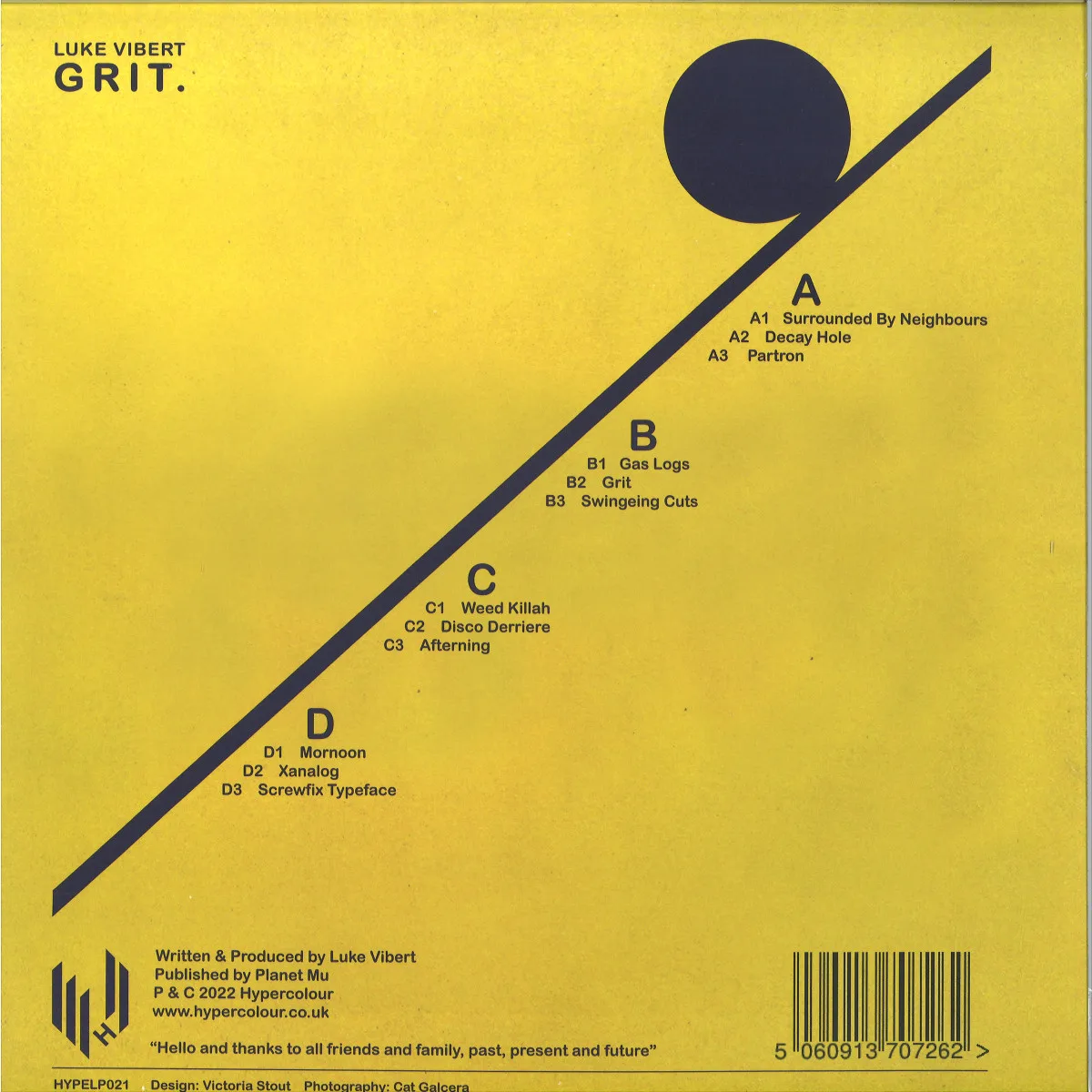 Back cover — Luke Vibert — GRIT. LP 2x12"