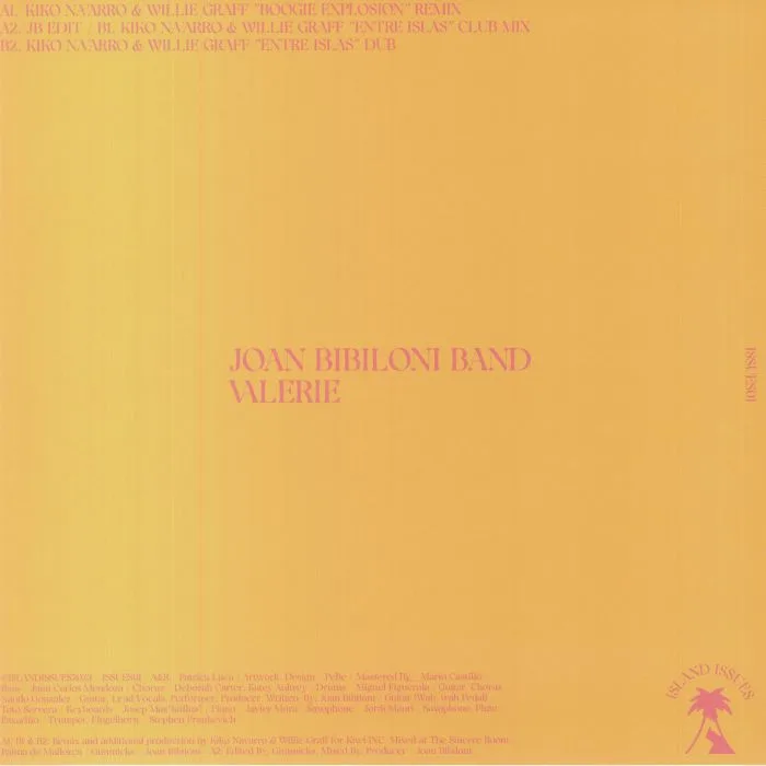 Обратная сторона обложки — JOAN BIBILONI BAND — Valerie