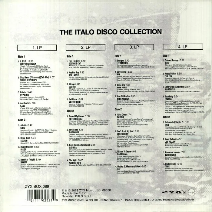 Обратная сторона обложки — VARIOUS — The Italo Disco Collection