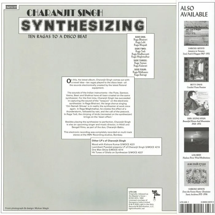 Обратная сторона обложки — Charanjit SINGH — Synthesizing: Ten Ragas To A Disco Beat (Deluxe Reissue)