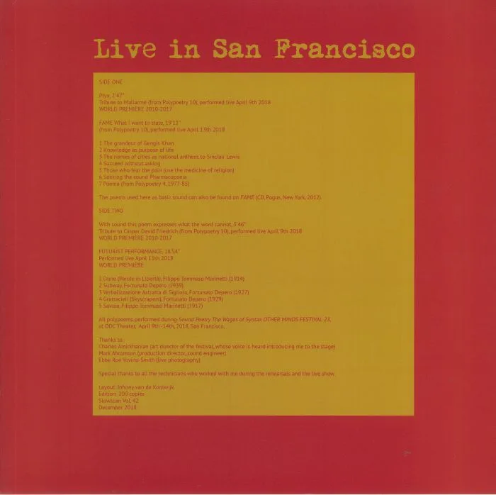 Back cover — Enzo MINARELLI — Live In San Francisco