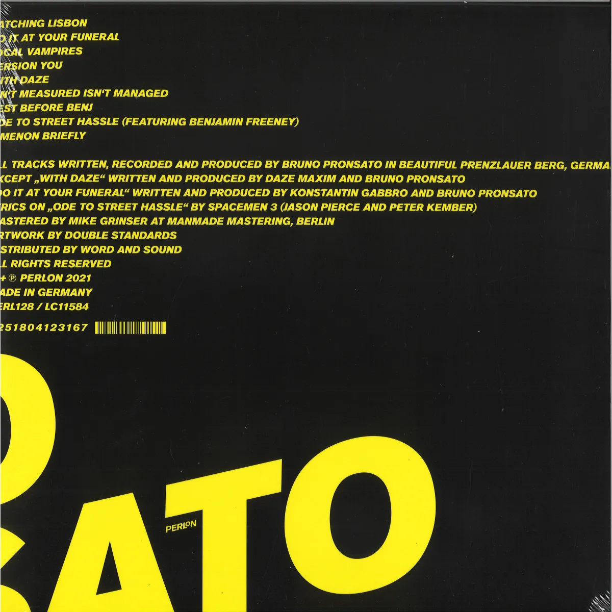 Обратная сторона обложки — Bruno Pronsato — Do It At Your Funeral LP 2x12"