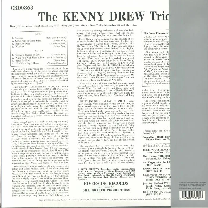 Обратная сторона обложки — KENNY DREW TRIO — Kenny Drew Trio (Original Jazz Classics Series)