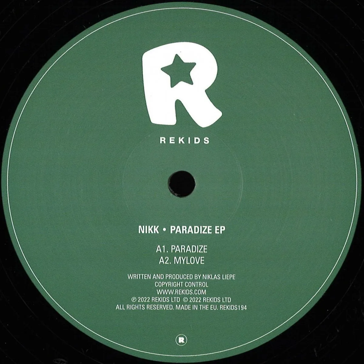 Лицевая сторона обложки — Nikk — Paradize EP