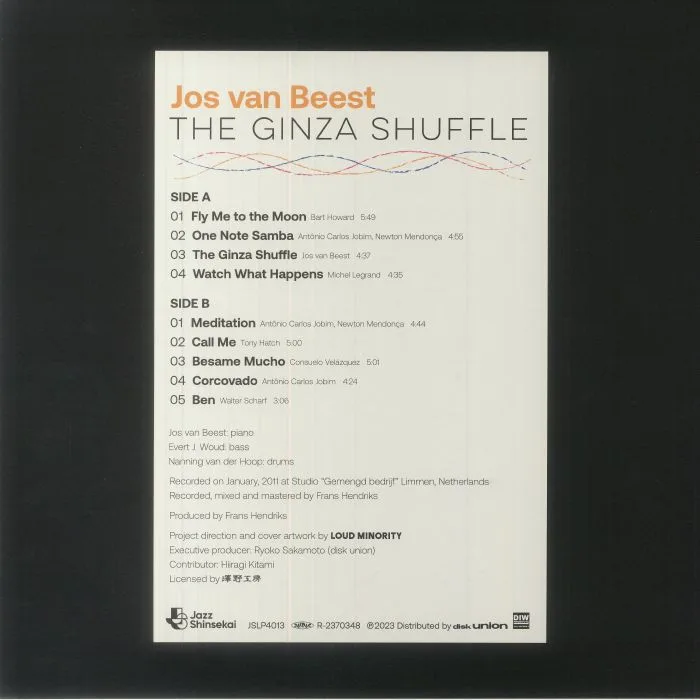Back cover — JOS VAN BEEST TRIO — The Ginza Shuffle