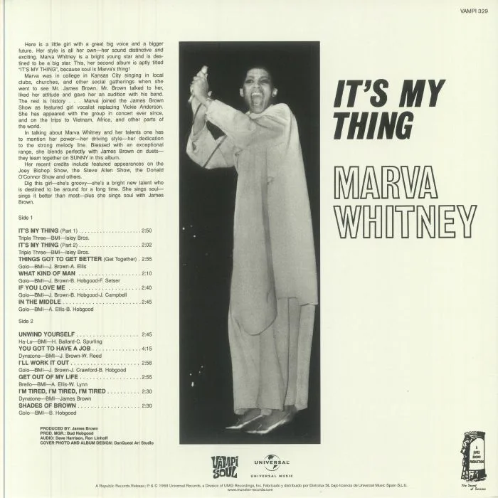 Back cover — Marva WHITNEY — It's My Thing