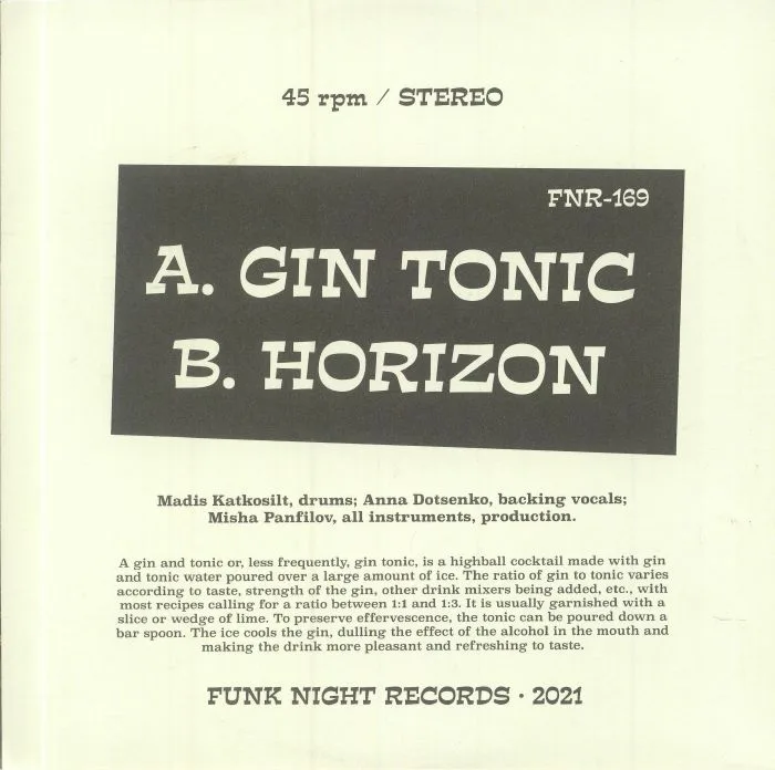 Обратная сторона обложки — MISHA PANFILOV SOUND COMBO — Gin Tonic
