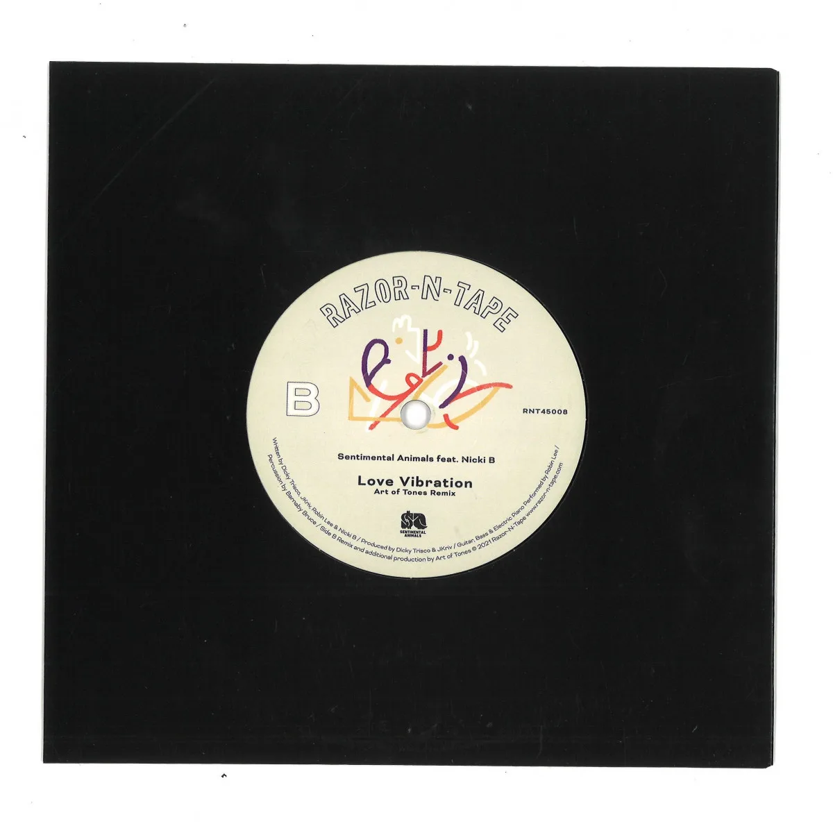 Back cover — Sentimental Animals Featuring Nicki B — Love Vibration 7"