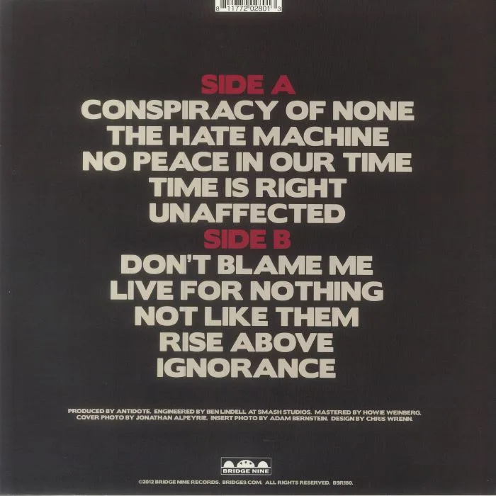 Back cover — ANTIDOTE — No Peace In Our Time