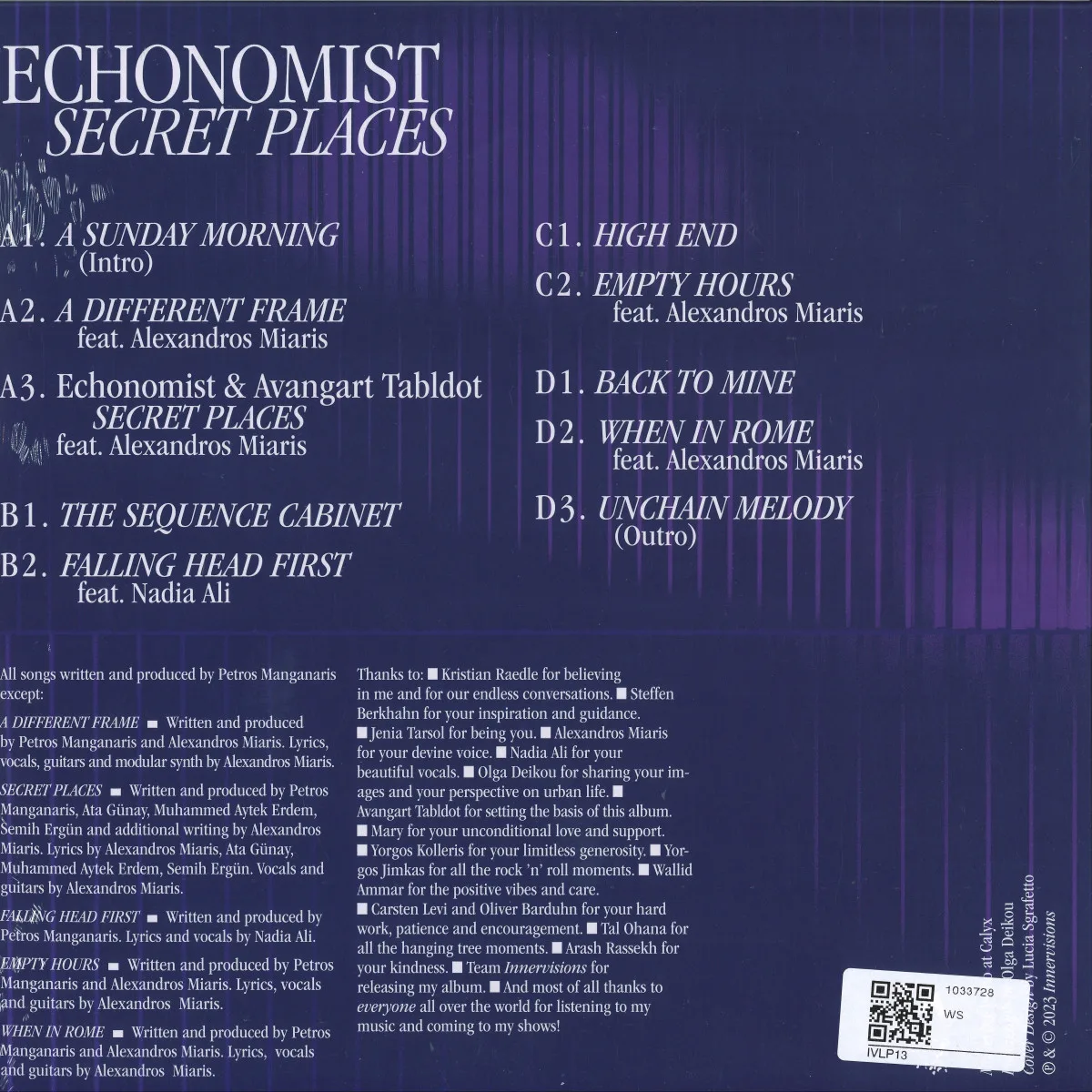 Обратная сторона обложки — Echonomist — Secret Places LP 2x12"