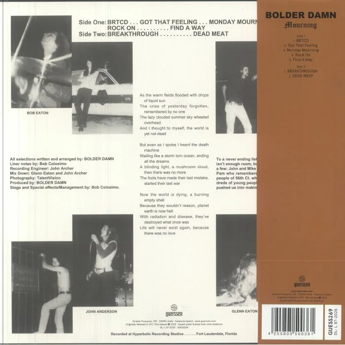 Back cover — BOLDER DAMN — Mourning (remastered)