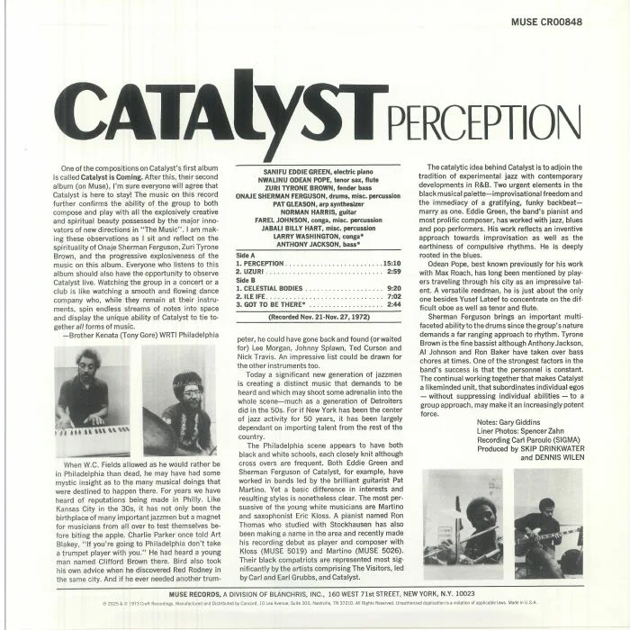 Обратная сторона обложки — CATALYST — Perception (Jazz Dispensary Top Shelf Series)