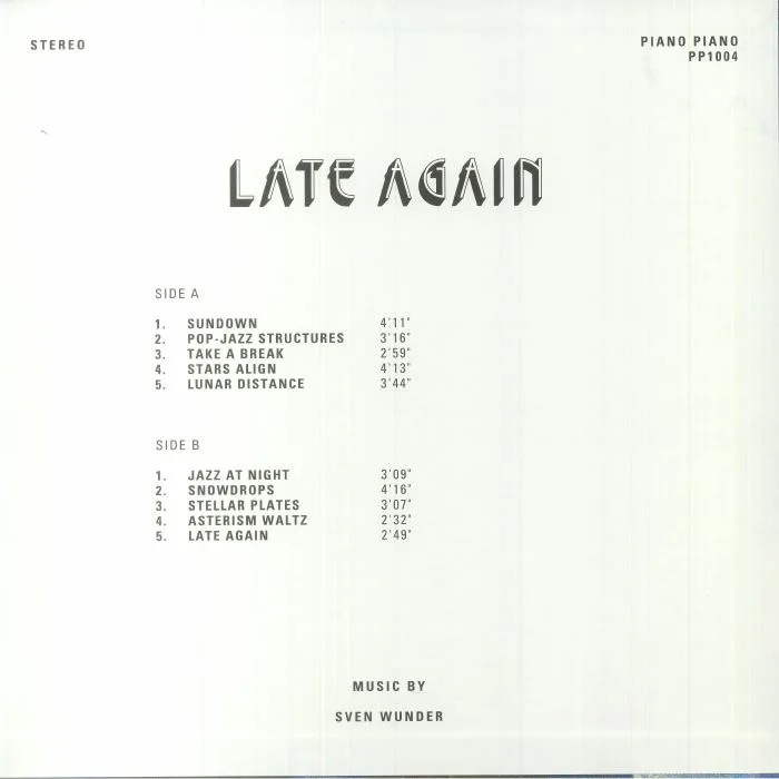 Обратная сторона обложки — SVEN WUNDER — Late Again